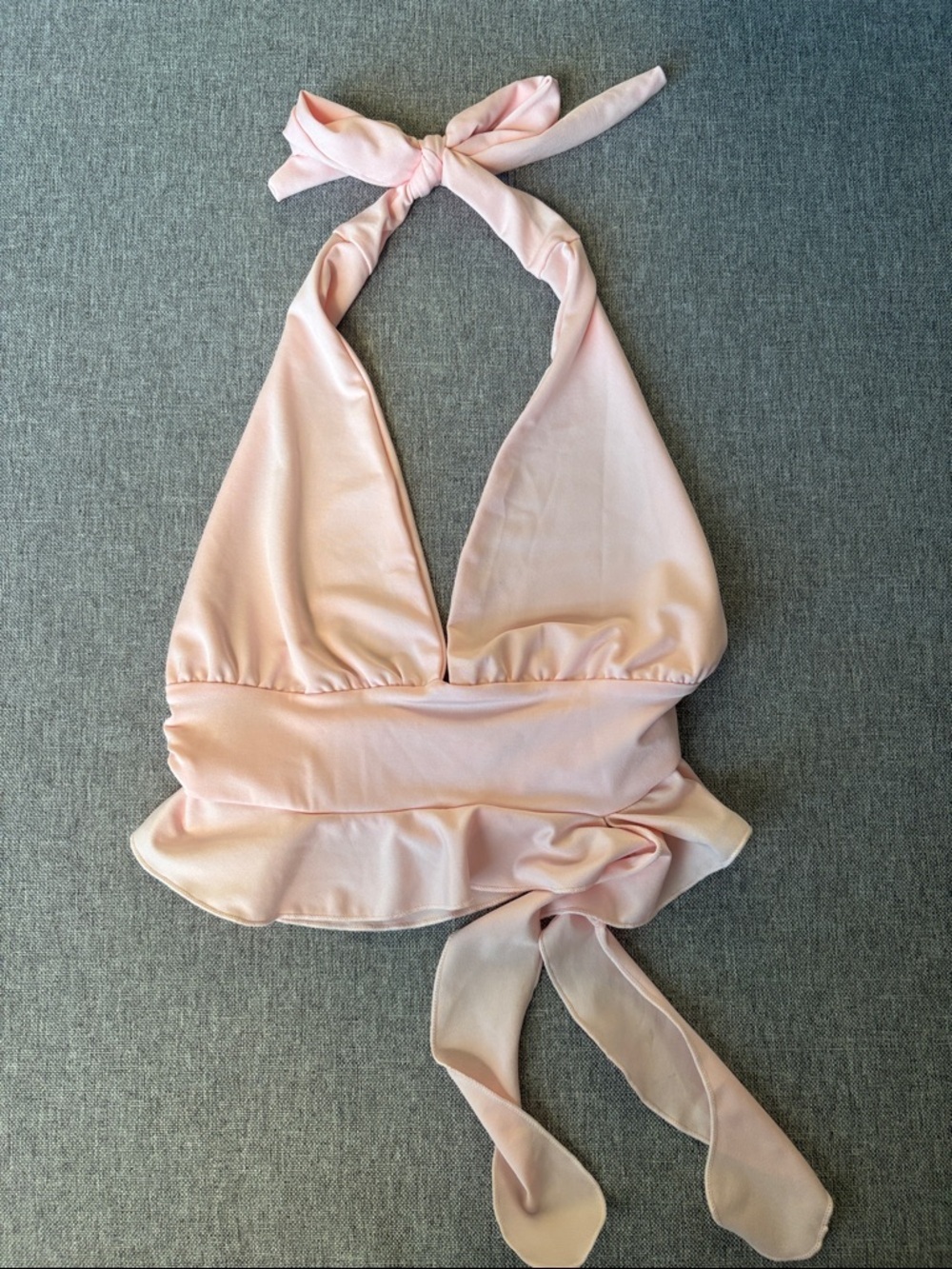 Backless Soft Pink Halter Tie-Back Top